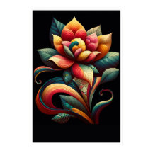 Vibrant Lotus: A Whimsical Floral Design
