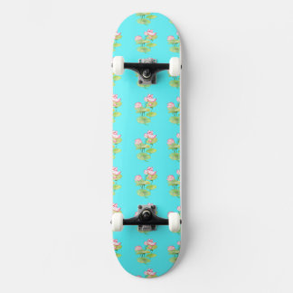 Vibrant Lotus Motif Skateboard