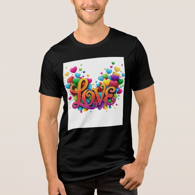 Vibrant 'LOVE' with Colourful Hearts T-Shirt Desig Tri-Blend Shirt (Front)