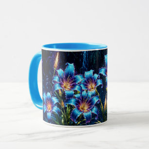 Vibrant luminous lilies floral fantasy garden mug
