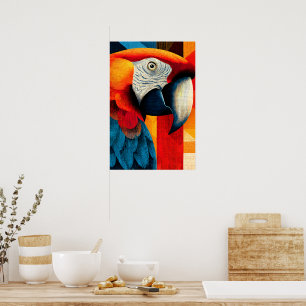 Vibrant Macaw Parrot Geometric Pop Art Poster