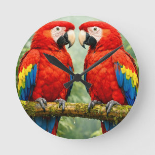 “Vibrant Macaw Parrot Wall Clock