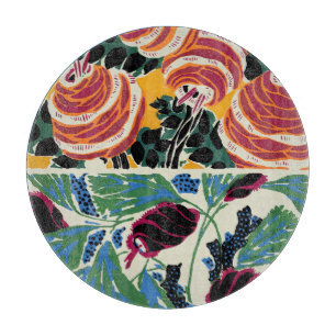 Vibrant Magenta & Orange Abstract Flower Art Cutting Board