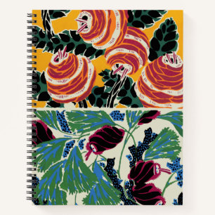 Vibrant Magenta & Orange Abstract Flower Art Notebook