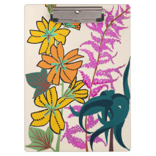 Vibrant Magenta & Orange Art Deco Flower Art Clipboard