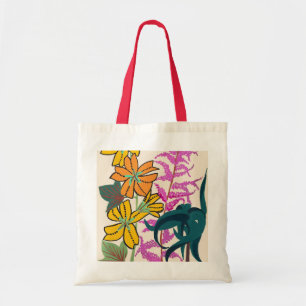 Vibrant Magenta & Orange Art Deco Flower Art Tote Bag