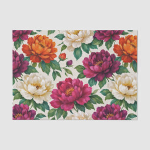 Vibrant Magenta Orange Peony Floral Pattern Tissue Paper