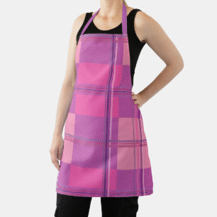 Vibrant Magenta Pink Plaid Aesthetic Apron