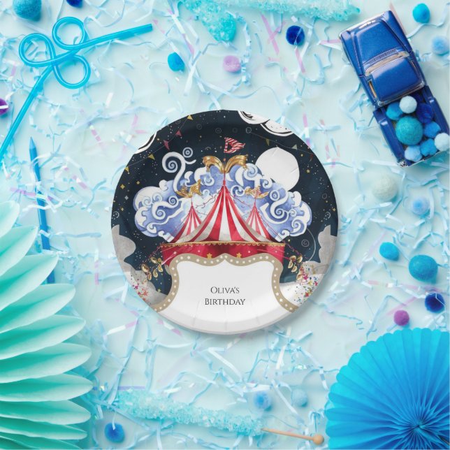 Vibrant Magical Circus Birthday Paper Plate (Party)