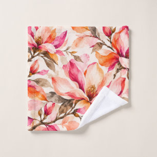 Vibrant Magnolia Botanical Floral Design Wash Cloth