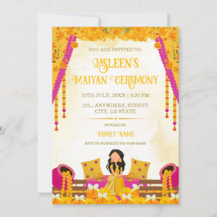 Vibrant Maiyan Ceremony Invitation card