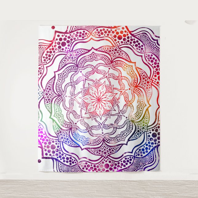 Vibrant Mandala Art Beautiful Chic Stylish Elegant Tapestry (Front)