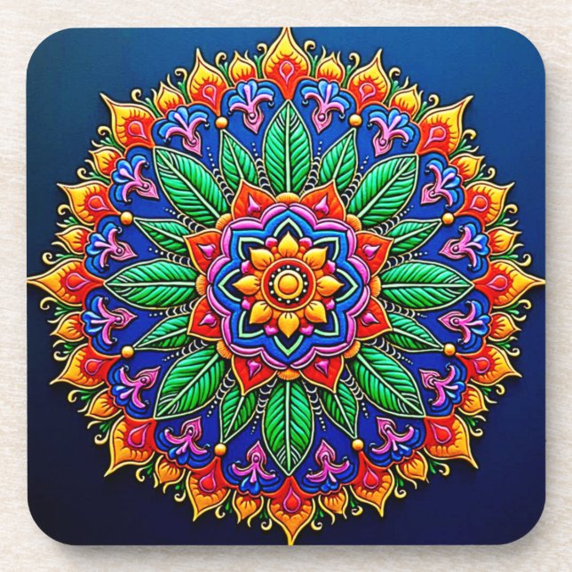 Vibrant Mandala Artistry Coaster (Front)