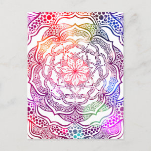 Vibrant Mandala Colourful Chic Pink Stylish Elegan Postcard