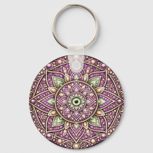 Vibrant Mandala Design– Colourful Geometric Ar Key Ring