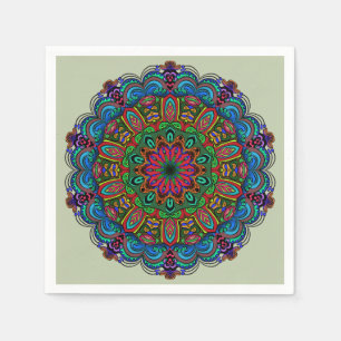 Vibrant Mandala Floral & Geometric Pattern Napkin