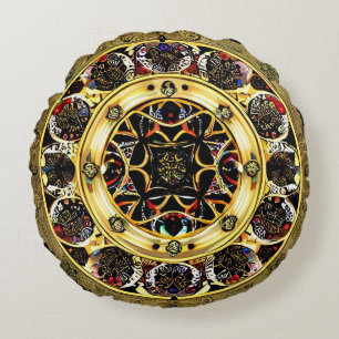 Vibrant Mandala Pattern Meditation Decor ✨ Round Cushion