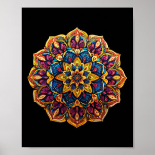 Vibrant Mandala Zen Floral Pattern For Meditation Poster