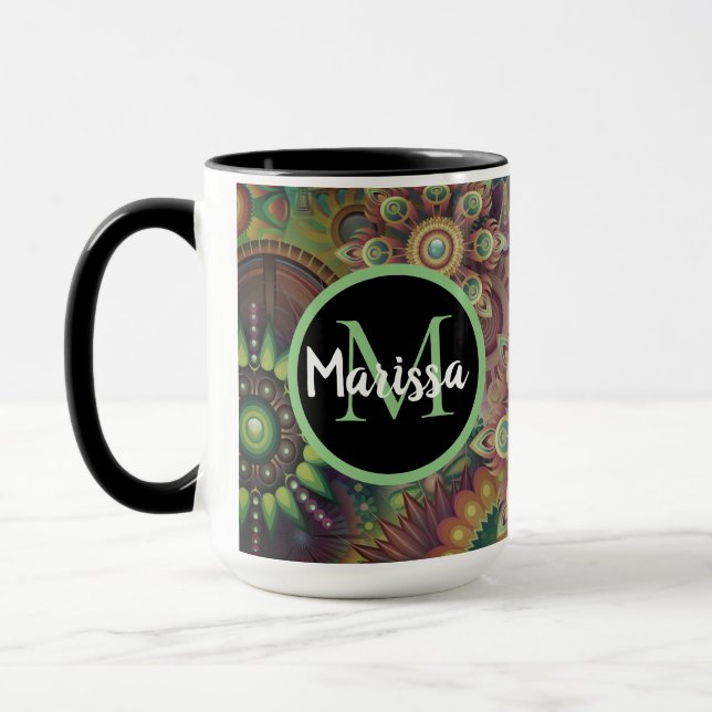 Vibrant Mandalas Monogram Mug (Left)