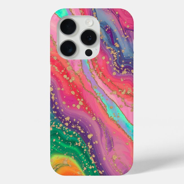 Vibrant Marble Abstract with Gold Accents Case-Mate iPhone Case (Back)