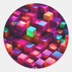 Vibrant Marble Fusion Cube Classic Round Sticker