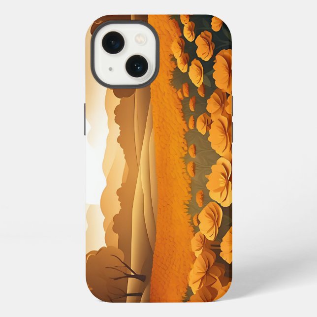 Vibrant Marigold Fields With Sunlit iPhone Case (Back)
