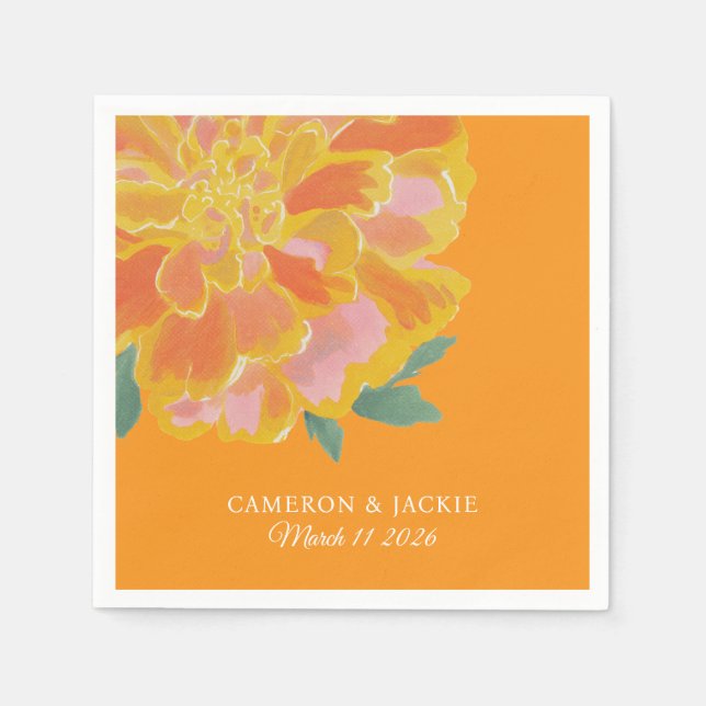 Vibrant Marigold Summer Wedding Napkin (Front)