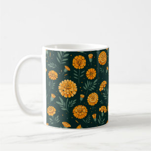 Vibrant Marigolds Pattern Coffee Mug