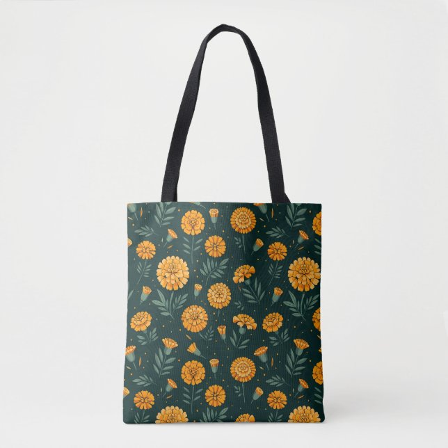 Vibrant Marigolds Pattern Tote Bag (Front)