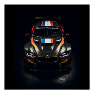 Vibrant Matte Race Car Poster - Perfect for Speed 