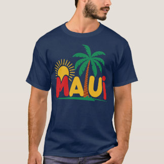Vibrant Maui Graphic with Palm Tree TShirt