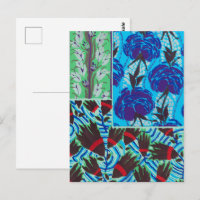 Vibrant Maximalist Blue & Green Floral Art