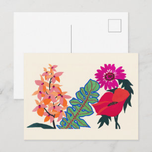 Vibrant Maximalist Boho Floral Garden Art Postcard