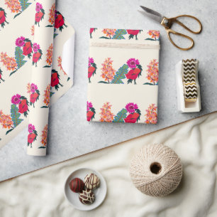 Vibrant Maximalist Boho Floral Garden Art Wrapping Paper