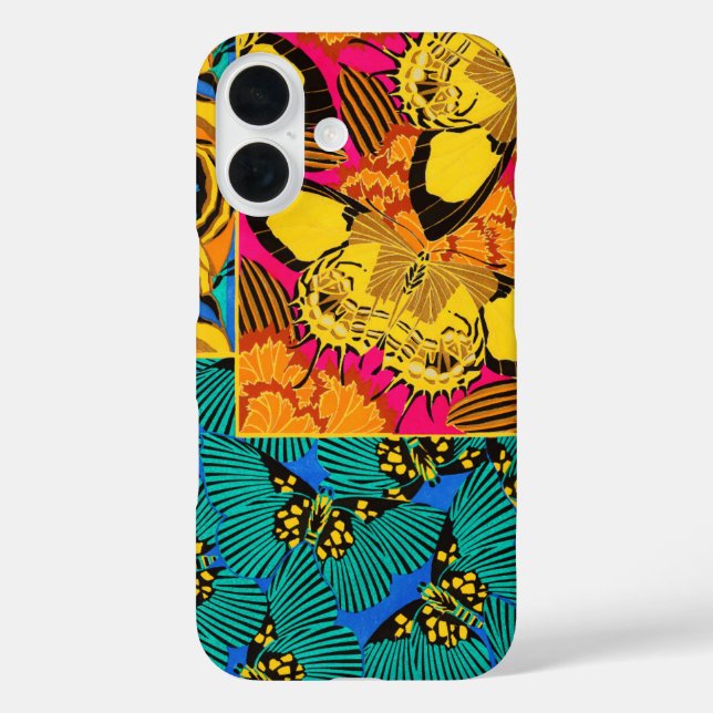 Vibrant Maximalist Pink & Teal Butterfly Art Case-Mate iPhone Case (Back)