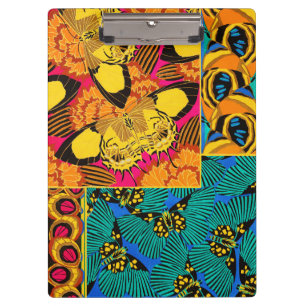 Vibrant Maximalist Pink & Teal Butterfly Art Clipboard