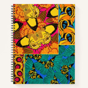 Vibrant Maximalist Pink & Teal Butterfly Art Notebook