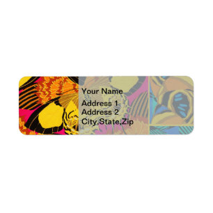 Vibrant Maximalist Pink & Teal Butterfly Art Return Address Label