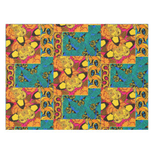 Vibrant Maximalist Pink & Teal Butterfly Art Tablecloth