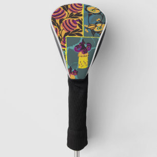 Vibrant Maximalist Purple & Teal Floral Print Golf Head Cover