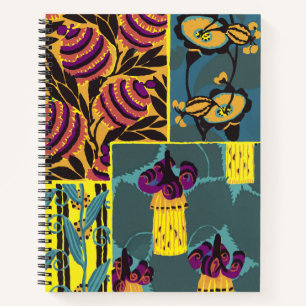 Vibrant Maximalist Purple & Teal Floral Print Notebook
