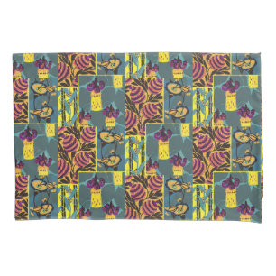 Vibrant Maximalist Purple & Teal Floral Print Pillowcase