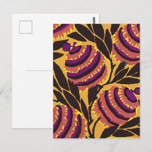 Vibrant Maximalist Purple & Teal Floral Print Postcard