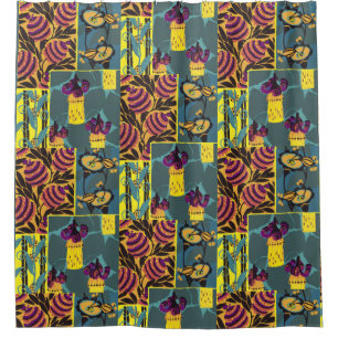 Vibrant Maximalist Purple & Teal Floral Print Shower Curtain