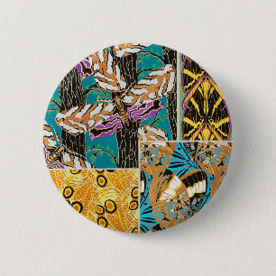 Vibrant Maximalist Teal & Purple Butterfly Art 6 Cm Round Badge