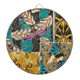 Vibrant Maximalist Teal & Purple Butterfly Art Dartboard