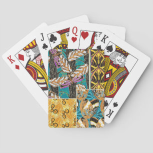 Vibrant Maximalist Teal & Purple Butterfly Art Playing Cards