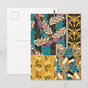 Vibrant Maximalist Teal & Purple Butterfly Art Postcard