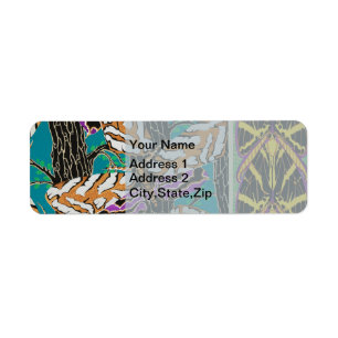 Vibrant Maximalist Teal & Purple Butterfly Art Return Address Label