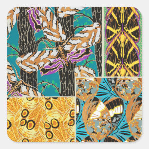 Vibrant Maximalist Teal & Purple Butterfly Art Square Sticker